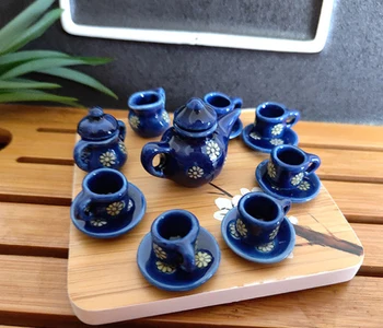 Mini Keramikos Arbatos Rinkinys Lėlių Namas Arbatos Rinkinys Lėlių Namelis Miniatiūriniai Priedai Mini Keramikos Arbatos Rinkinys Modeliavimas Virdulys Plokštė Taurės Modelis