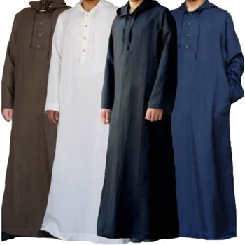 Musulmonų Apdaras arabų Stilius Paprastas Ilgas Vyrų Gobtuvu Marškinėliai Musulmonų Mados Europos ir Amerikos Tendencijos