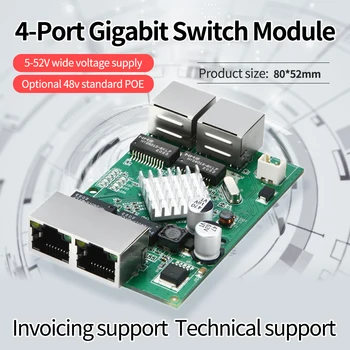 Pramoninė 4-port visą gigabit switch module standartas 48V poe maitinimo mažos, mažos galios plokštė