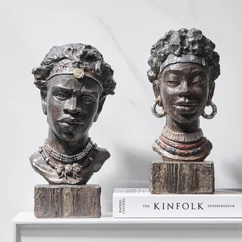 Retro Afrikos Moterų Krūtinė Meno Skulptūra Lady Galvos Statulėlės, Medžio Apdaila, Namo Pav Statula Biuro Spinta Puošimas Ornamentais