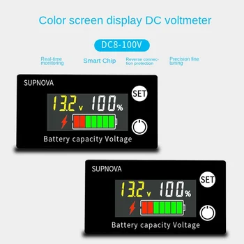 Skaitmeninis DC Voltmeter 8-100V Ličio, Švino-rūgšties Energijos Saugojimo tikrinimo Priemonė, Elektra varoma Transporto priemonė Voltmeter Galvos LCD Spalvotas Ekranas