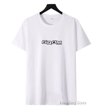 Už CROM Naujas Šukuotos Medvilnės trumpomis Rankovėmis T-shirt Vyrų Apvalios Kaklo Atspausdintas Logotipas marškinėliai