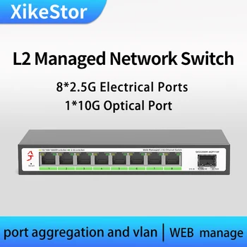 XikeStor 2.5 g Jungiklis L2 valdo 8 Port ethernet Tinklo Switcher 10gb Uplink Hub Interneto Splitter plug and play ventiliatoriaus